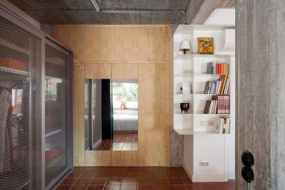 Raw concrete walls in the underground space