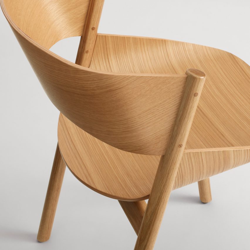 Close-up on joinery in the Port dining char in white wood