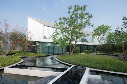 The gardens have a geometric design 