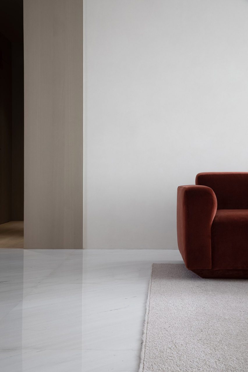 Minimalist living room inside Red Box