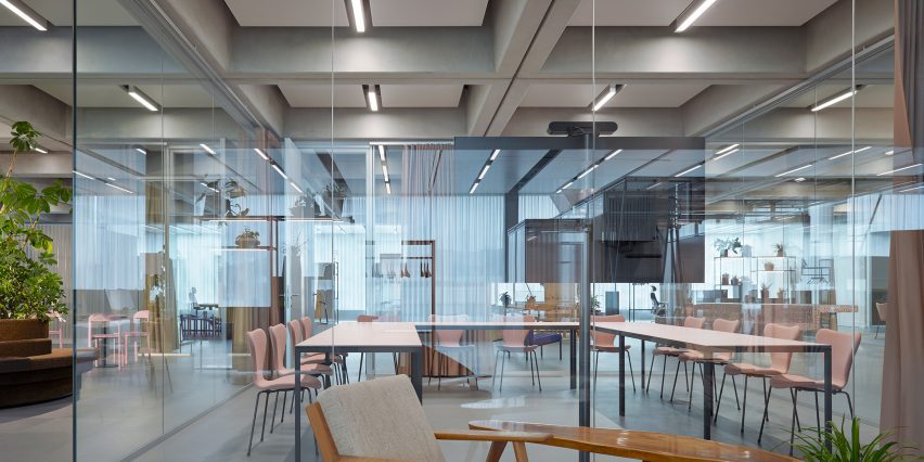 Office floors of Roche Multifunctional Workspace Building is the third building by Christ & Gantenbein