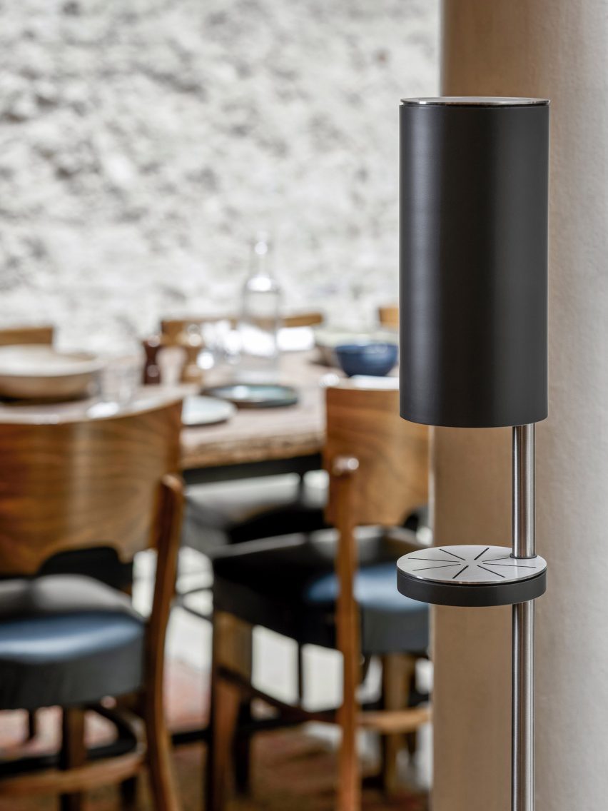 RS11 freestanding hand sanitiser dispenser by Link Arkitecktur for Vola