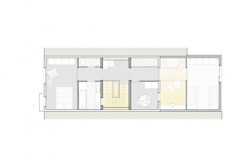 Spanish house first floor plan by SAU Taller de Arquitectura