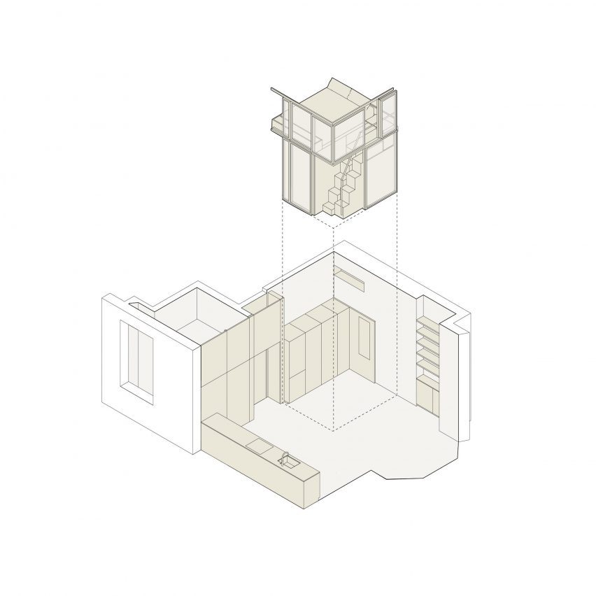 Axonometric drawing of Shoji Apartment by Proctor & Shaw