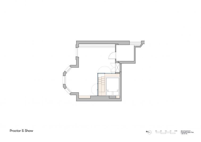 Upper floor plan of Shoji Apartment by Proctor & Shaw