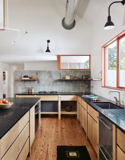 The kitchen is open-plan