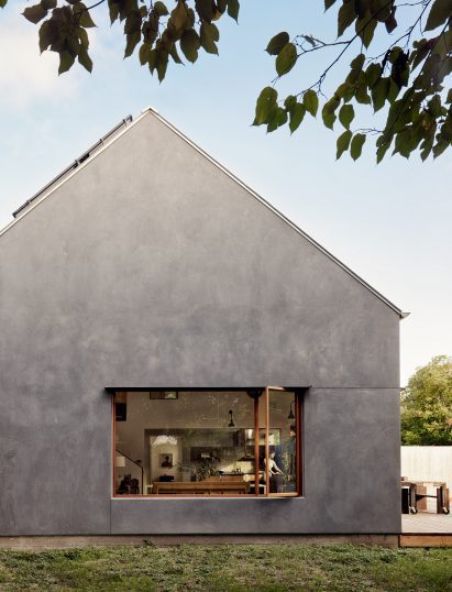 The home has a gabled roof