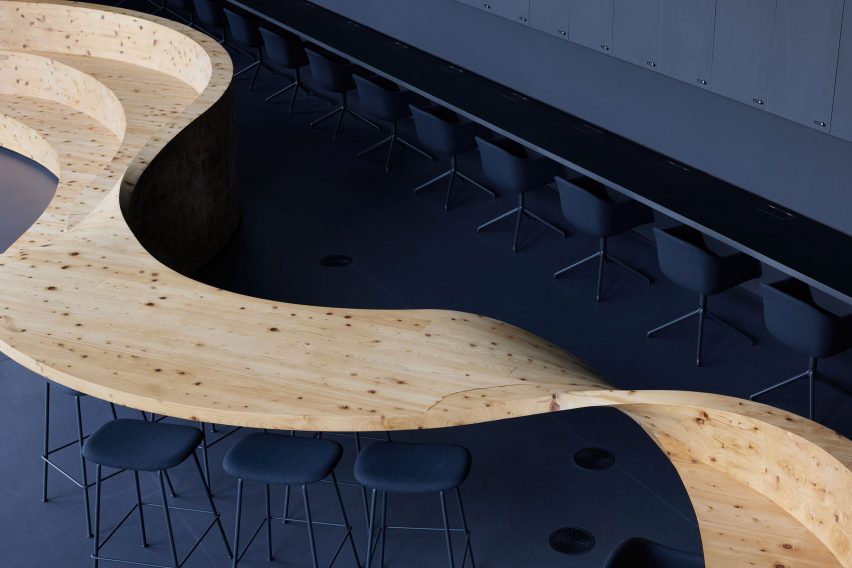 Wooden super furniture in Pangaea co-working by Snøhetta for Digital Garage