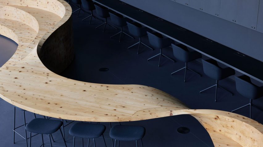 Wooden super furniture in Pangaea co-working by Snøhetta for Digital Garage