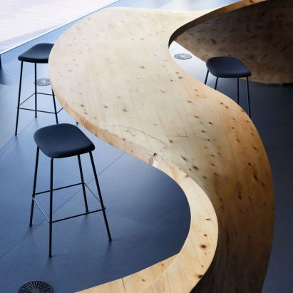 Wooden super furniture in Pangaea co-working by Snøhetta for Digital Garage