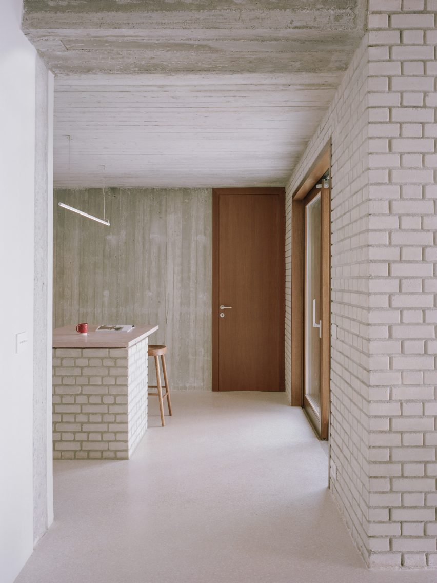 Brick and concrete kitchen