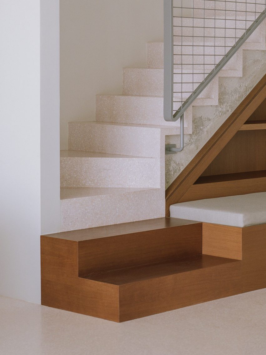 Terrazzo and wood staircase