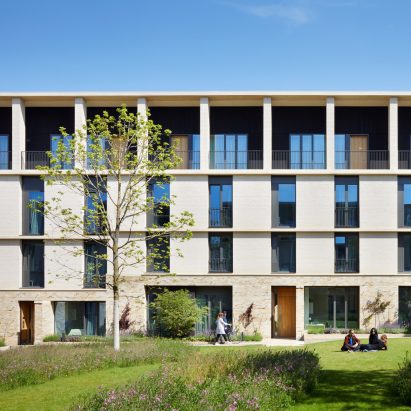 The building has a symmetrical design