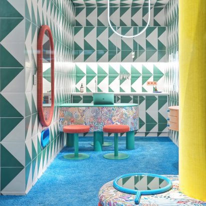 Triangle pattern tiles in Leidmann Eyewear store by Stephanie Thatenhorst
