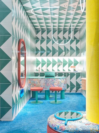 Maximalist interior of Rookies optician in Munich