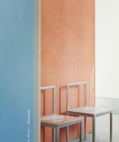 Two chairs with waste stone seats