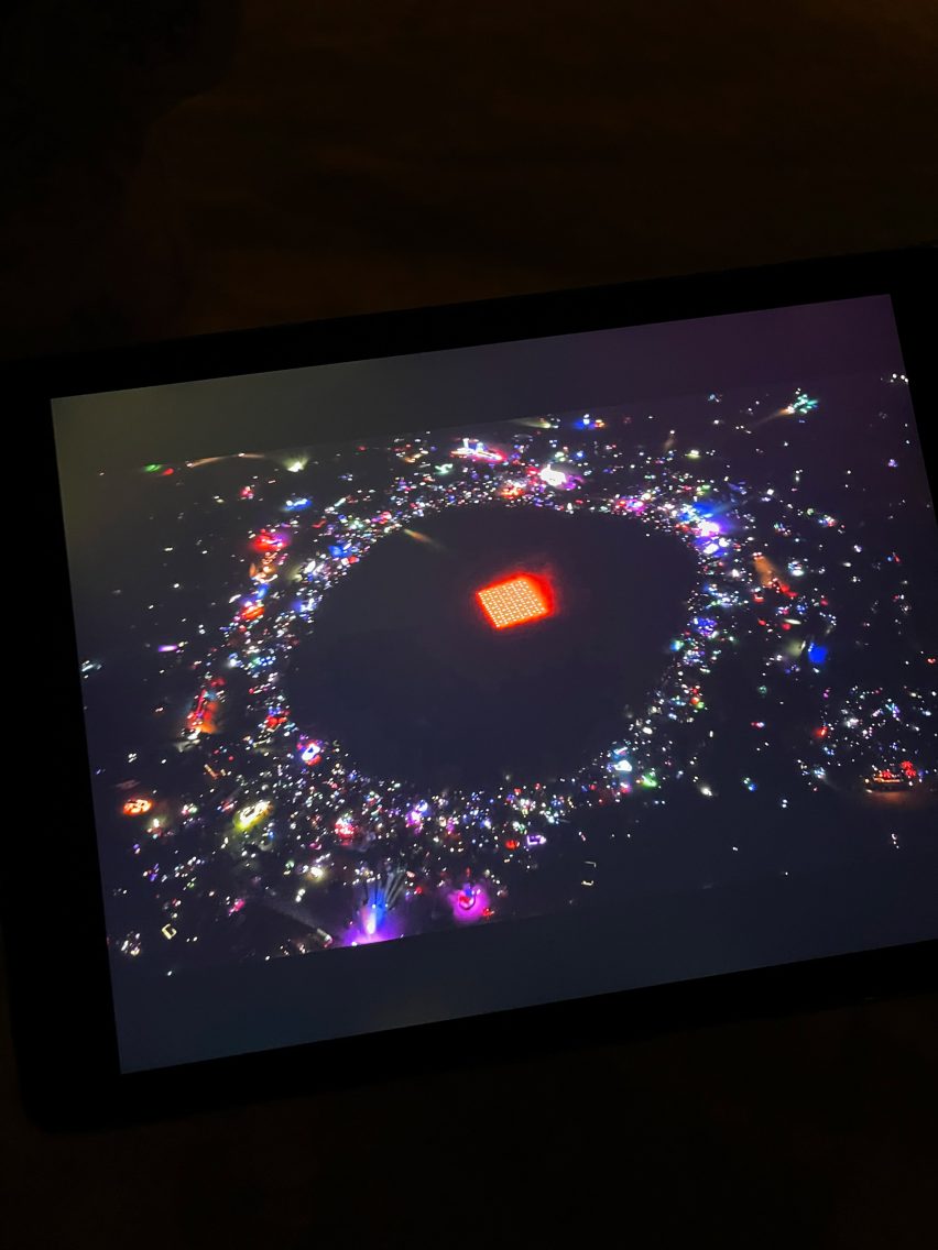 An aerial view of Studio Drift's drone show