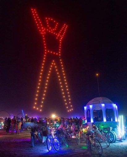A light installation shaped like a man