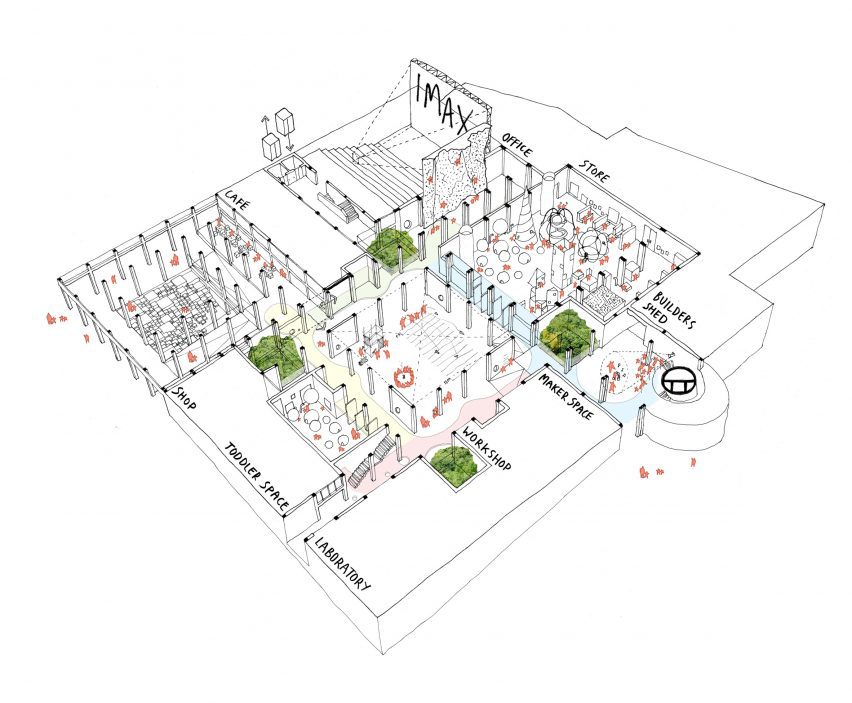 Axonometric floor plan of the building