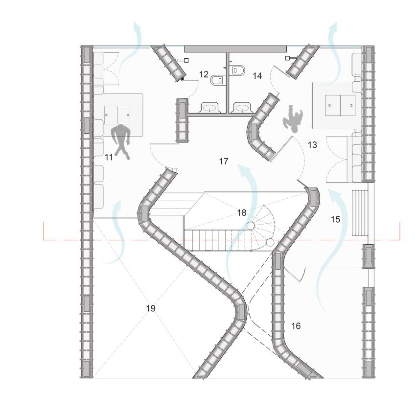 first floor plan of Pirouette House by wallmakers
