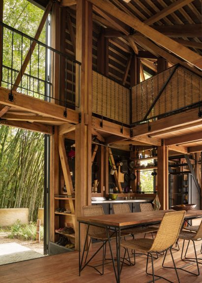Wooden interiors in the cabin