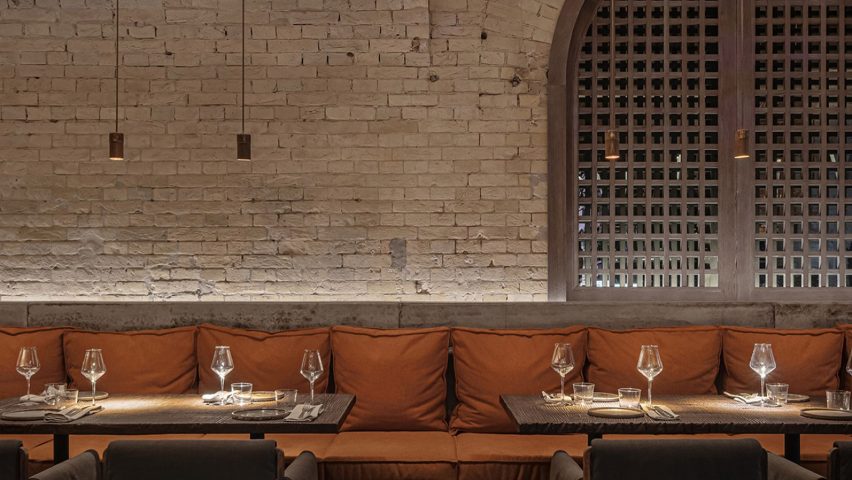Seating was upholstered in orange
