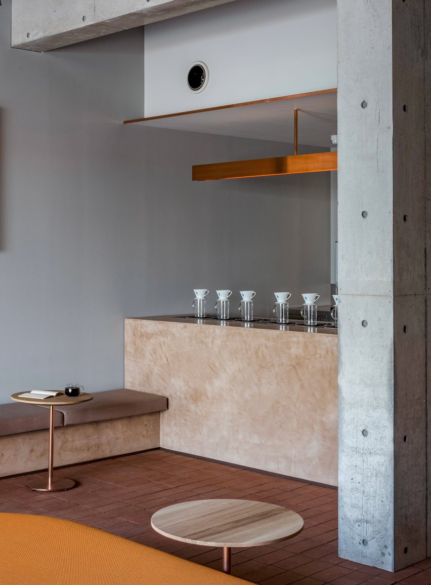 Plaster coffee shop counter