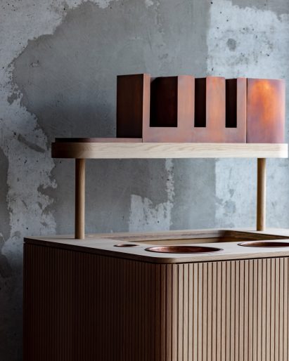 Wood and copper furniture