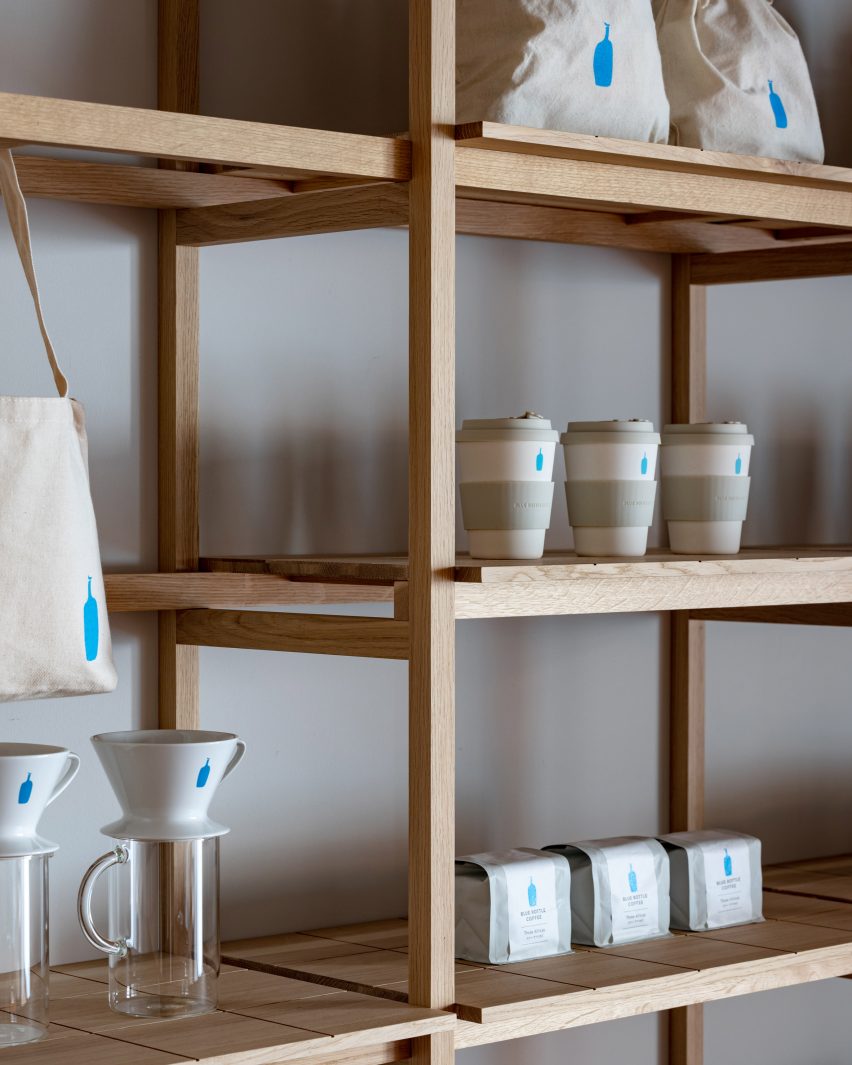 Wooden shelves