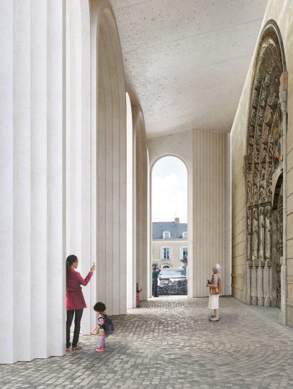 Interior of cathedral gallery in Angers