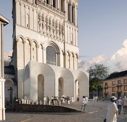 Stone gallery at Angers Cathedral