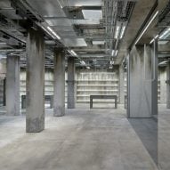The store has concrete interiors