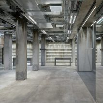 The store has concrete interiors