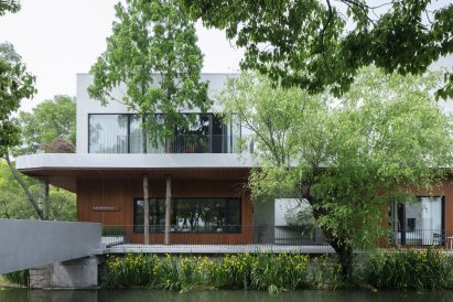 Bamboo and stucco-clad structures