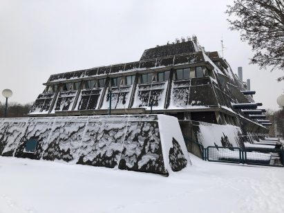 Mäusebunker building covered by snow