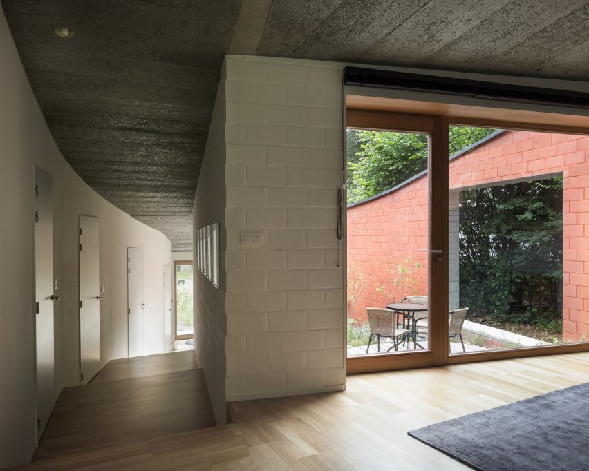 French windows in brick house