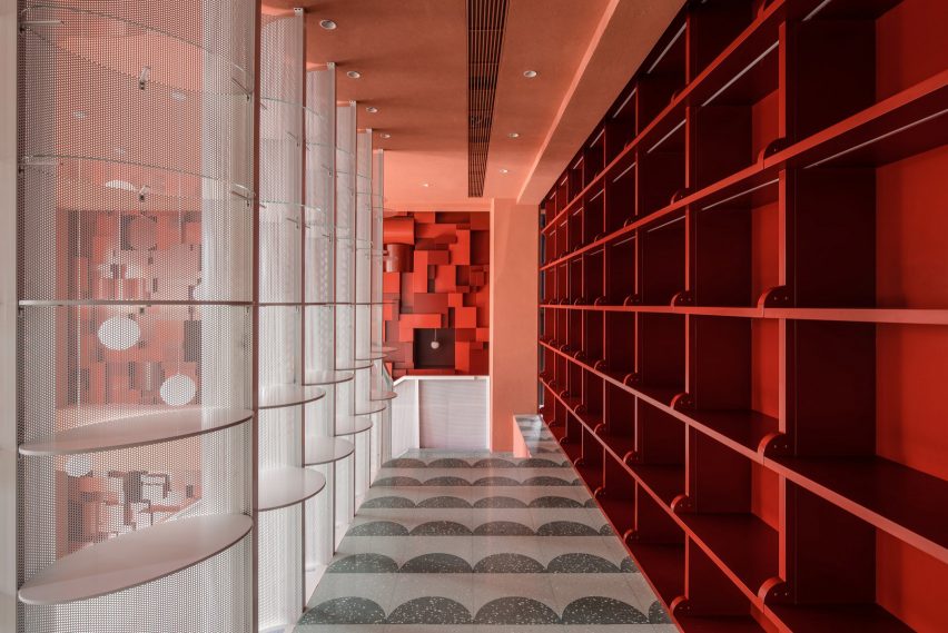 Bund Post Office designed by Yatofu features red, white and green interiors
