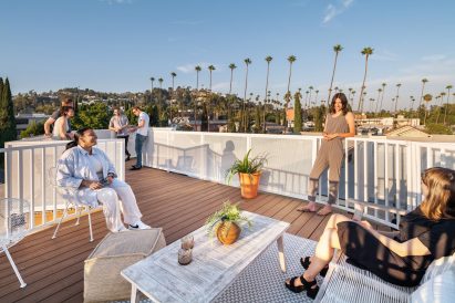 Roof deck atop Los Angeles housing complex