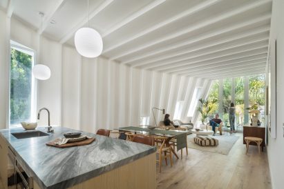 Kitchen with marble counter