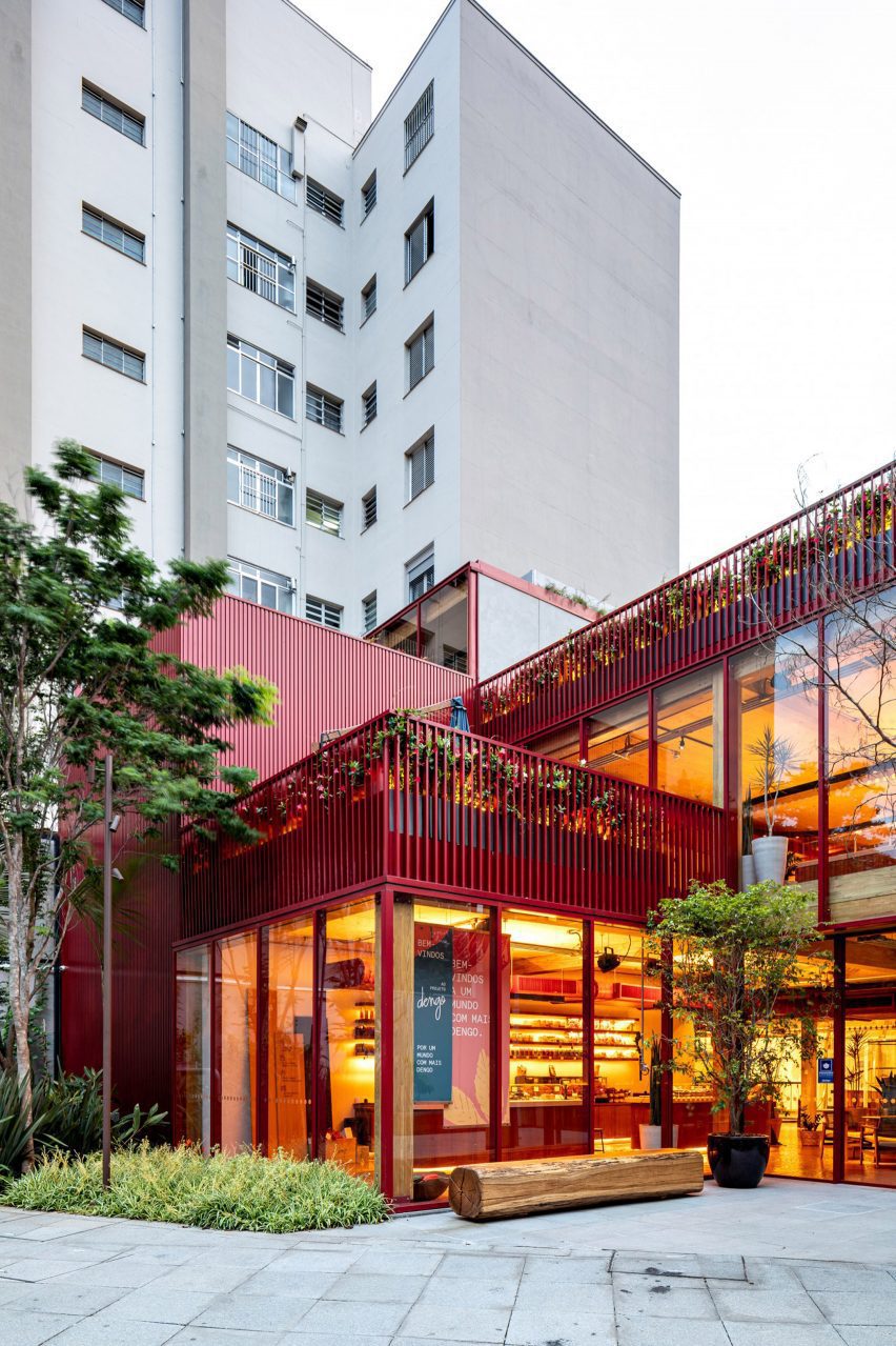 Exterior of Dengo Chocolate shop in São Paulo, Brazil