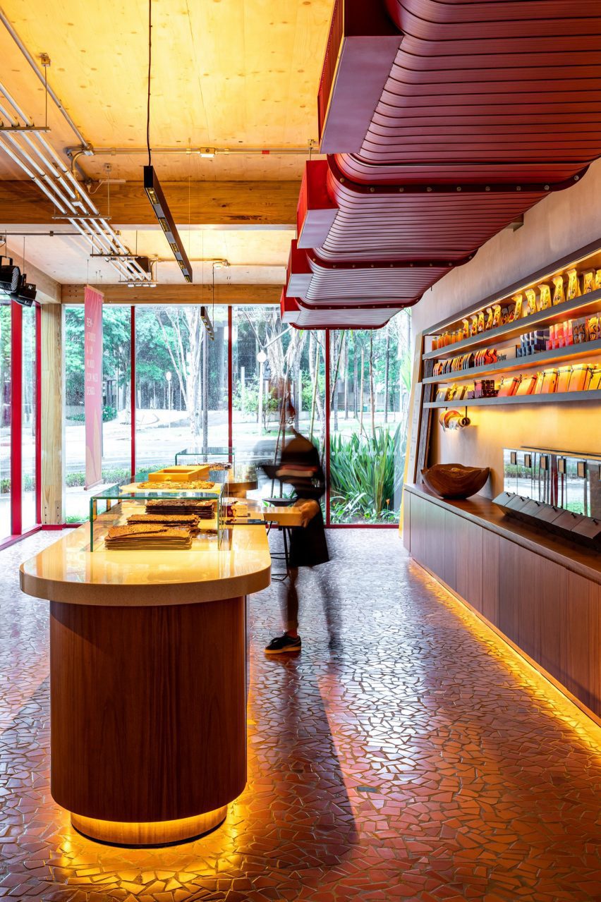 Interiors of Dengo Chocolate shop in São Paulo, Brazil