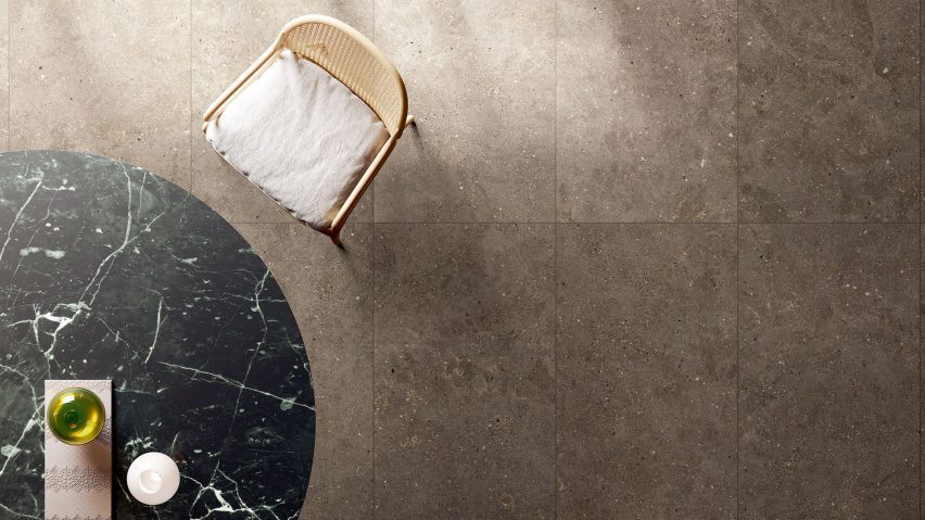 A photograph of the earth-coloured Solida tiles