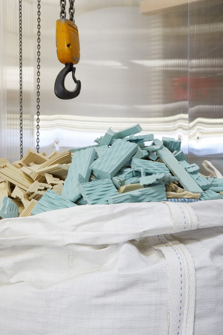 Plastic pieces in a bag ready for recycling