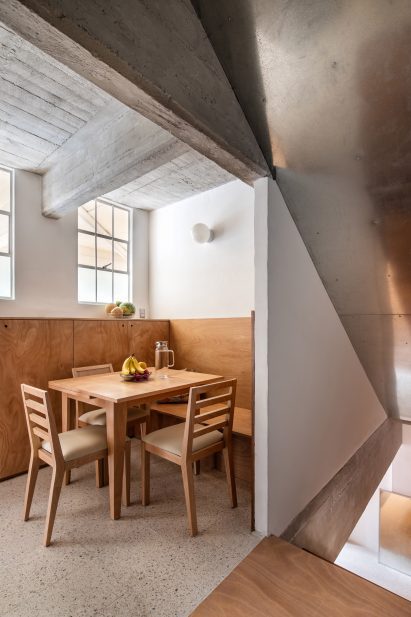 The kitchen is on the access level