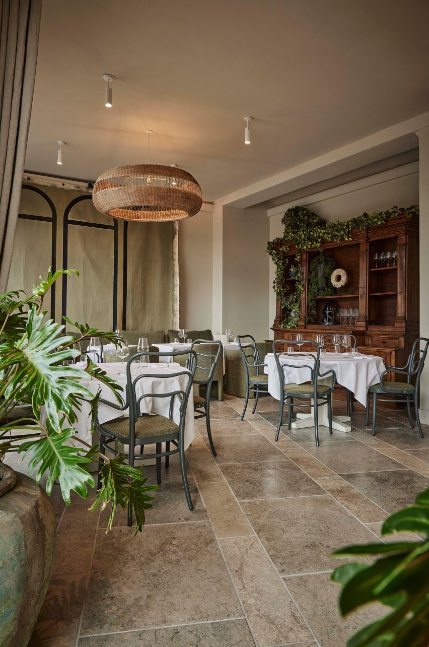 Vintage cabinet in Esmée restaurant by Space Copenhagen