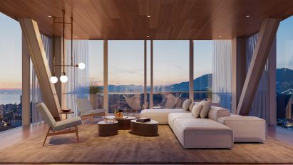 Interior view at sunset