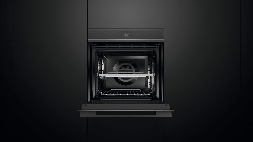 An open black oven