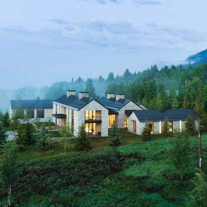 The home is located on a hillside