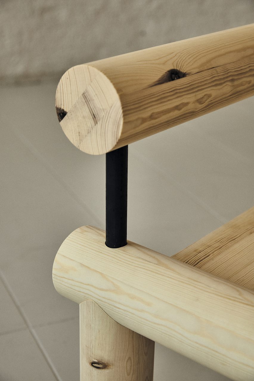 Kvarv pine lounge chair by Kathrine Hovind at Ny Normal exhibition by Fold Oslo
