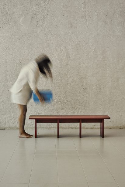 Pir bench and box by Sovei Giæver at Ny Normal exhibition by Fold Oslo